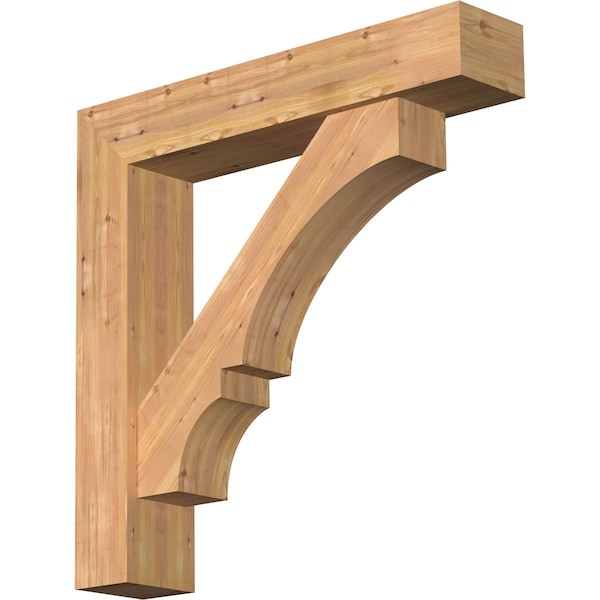 Ekena Millwork Balboa Block Smooth Bracket w/ Offset Brace, Western Red Cedar, 7 1/2"W x 38"D x 38"H BKT0806X38X38BOA05SWR - main